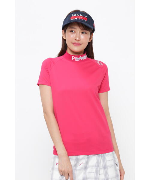 tシャツ 「PEARLY GATES」クールフローストレッチディンプル 半袖ハイネックカットソー レディース クールフローストレッチディンプル 半袖ハイネックカットソー
