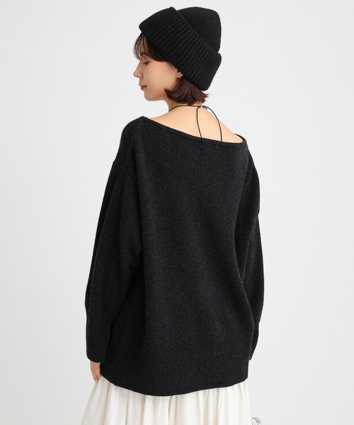 ニット ウールカシミヤボートネックプルオーバー レディース 