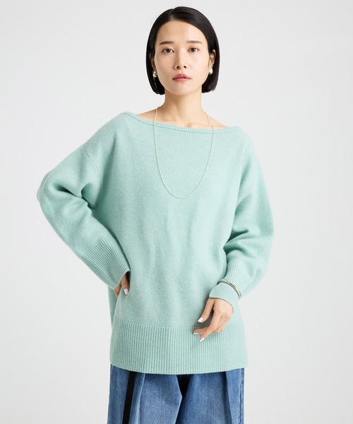 ニット ウールカシミヤボートネックプルオーバー レディース 
