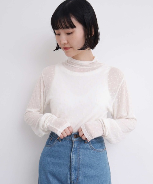 tシャツ 透けてるドットタートルインナー レディース