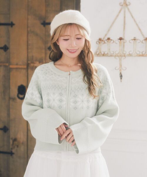 Areeam（アリーム） カーディガン ノルディック柄ニットジップ