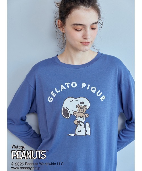 新品 ジェラピケ SNOOPY×BEAR ワンポイントロンT上下セット gelato pique パジャマ ルームウェア 「PEANUTS」SNOOPY×BEAR