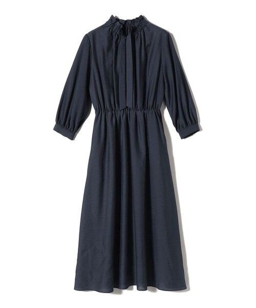 SHIPS（シップス） ワンピース 「手洗い可能」ネック ギャザー 7分袖