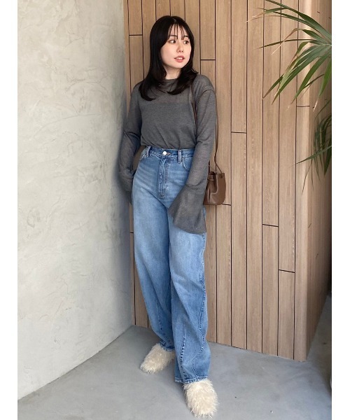 Mila Owen カーヴィービンテージ加工デニムパンツ【手洗い可能】 Mila Owen ジーンズ デニム デニムパンツ ウエストゴムカーヴィ