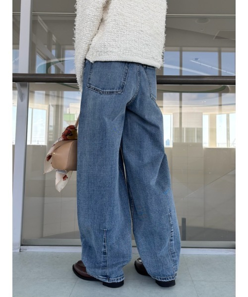 Mila Owen カーヴィービンテージ加工デニムパンツ【手洗い可能】 Mila Owen カーヴィービンテージ加工デニムパンツ【手洗い可能】