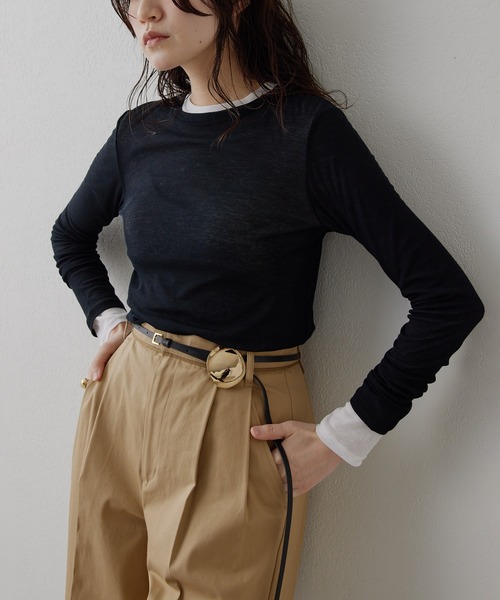 tシャツ シアーストレッチプルオーバー レディース