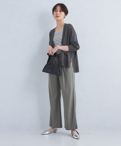 green label relaxing カーディガン フレンチリネン Vネック