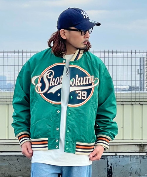 SKOOKUM（スクーカム） スタジャン L グリーン メンズ : ZOZOTOWN