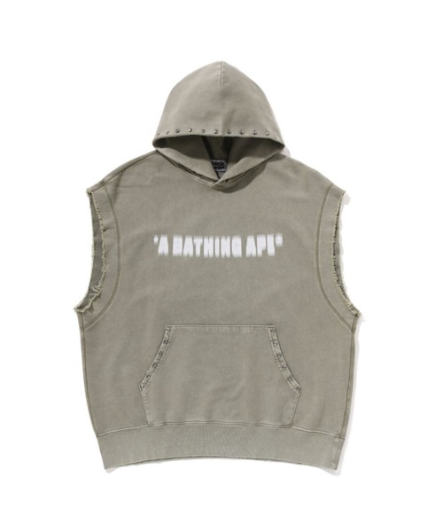 A BATHING APE パーカー STUDDED GARMENT DYE LOGO SLEEVELESS A BATHING APE パーカー STUDDED GARMENT DYE LOGO SLEEVELESS