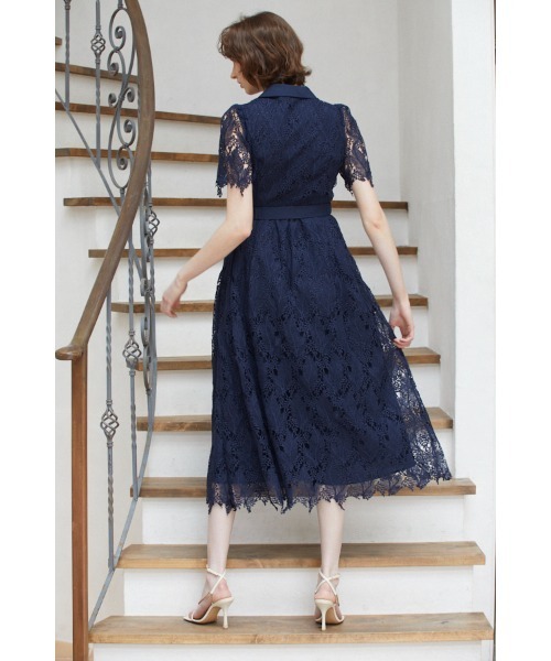 Estella.K ワンピース Charlotte Belted Lace Dress リーフケミカル