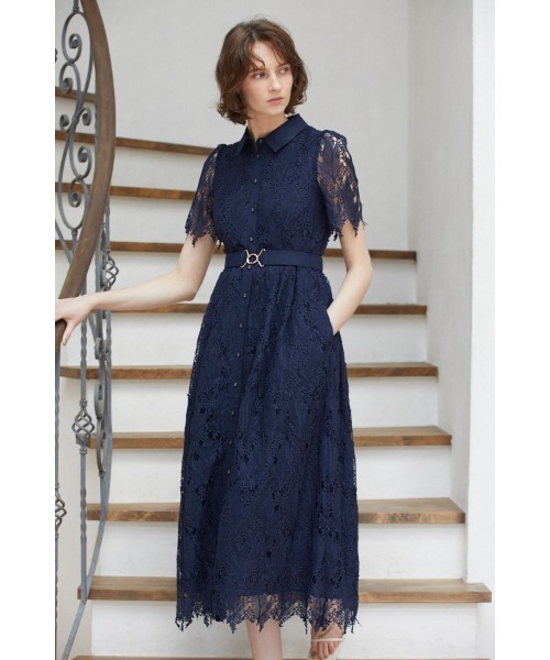Estella.K ワンピース Charlotte Belted Lace Dress リーフケミカル
