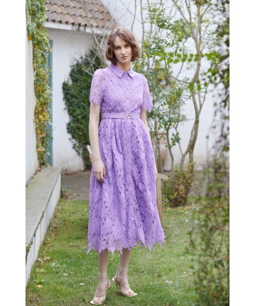 Estella.K ワンピース Charlotte Belted Lace Dress リーフケミカル