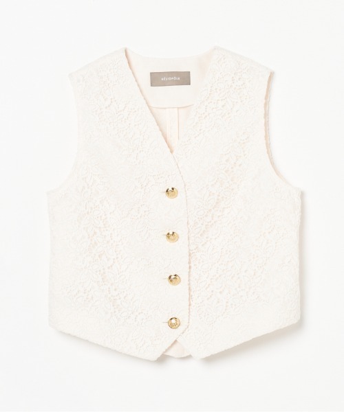 HELIOPOLE（エリオポール） ベスト ジレ EMBROIDERY LACE VEST