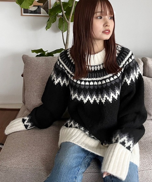 「LOWRYS FARM」 長袖ニット FREE ブルー レディース_画像7