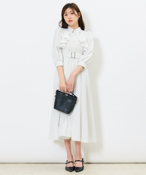 AND COUTURE（アンドクチュール） ワンピース ストライプフリルケープ