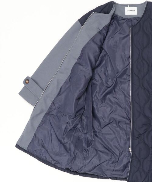 「MAISON BREEZE」 ノーカラーコート FREE カーキ レディース_画像3