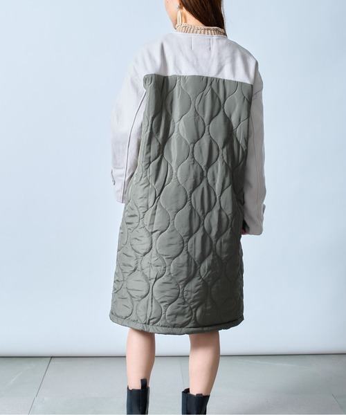 「MAISON BREEZE」 ノーカラーコート FREE カーキ レディース_画像5