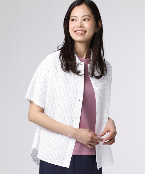 ブラウス シャツ 「WOMEN」シアーチェック シャツ レディース メンズ