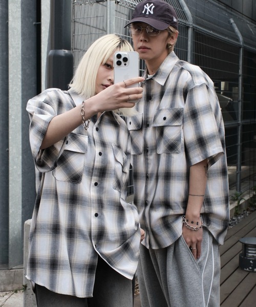WEGO（ウィゴー） シャツ WEGO/オンブレチェック半袖シャツ メンズ