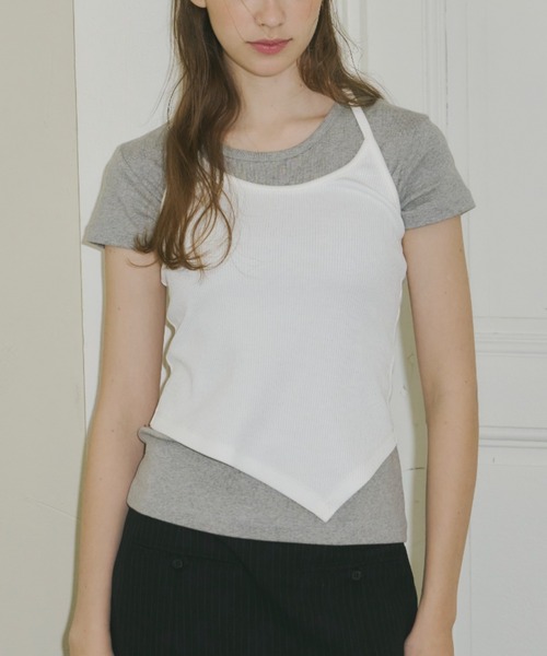 GIUNON キャミソール asymmetry ribbon camisole / アシンメトリー