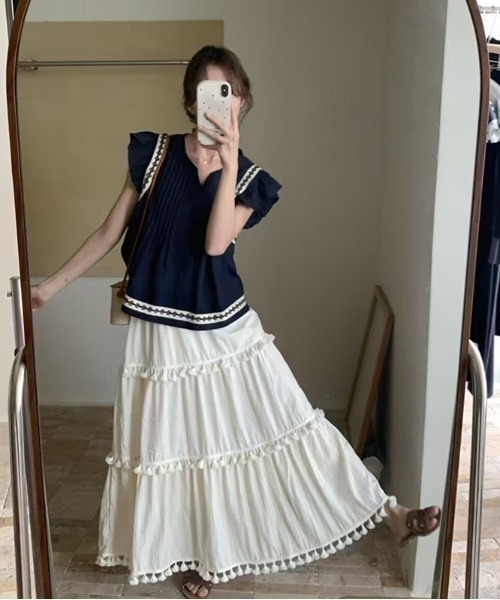 FAVORITO ブラウス シャツ プリーツトップス レディース