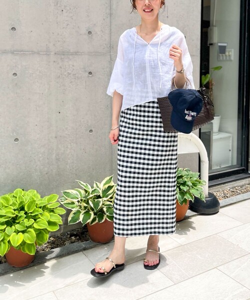 ギンガムチェックロングタイトスカート　ノーリーズソフィー　38 NOLLEY'S Sophi スカート ギンガムチェックロングタイトスカート