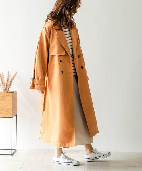 TRIANGLE PALETTE ステンカラーコート FREE オレンジ レディース