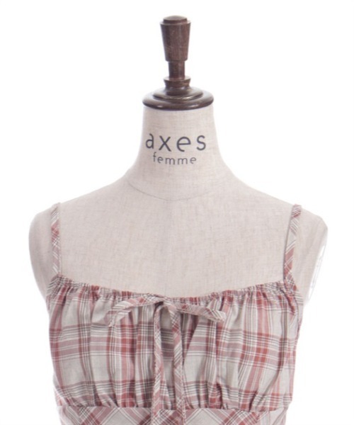 希少/タグ付き axes femme ビスチェ風アウターキャミソール チュニック axes femme（アクシーズ ファム） チュニック チェックキャミ
