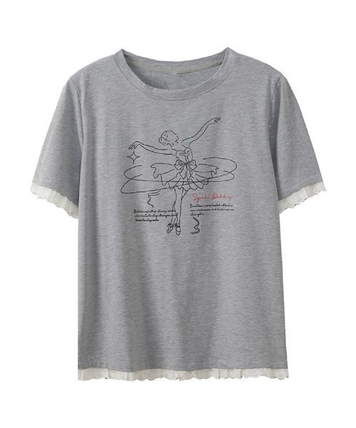 DIAVEL tシャツ 半袖 オーバーサイズレース裾半袖Tシャツ レディース