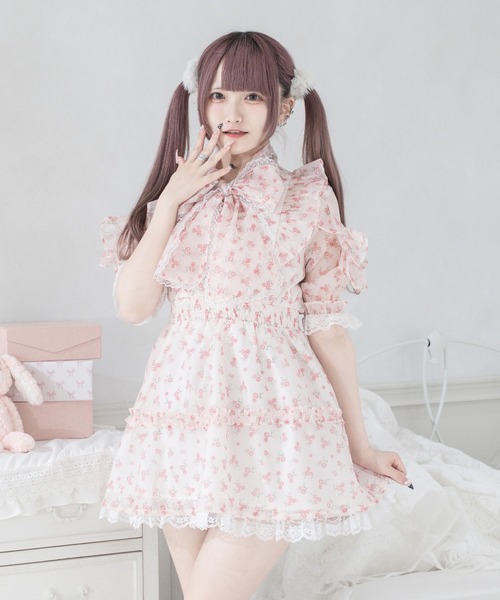 Pal elfy ワンピース 花柄ボウタイフレアワンピース : ZOZOTOWN Yahoo