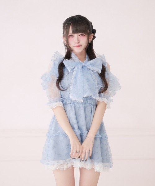 Pal elfy ワンピース 半袖 花柄ボウタイフレアワンピース : ZOZOTOWN