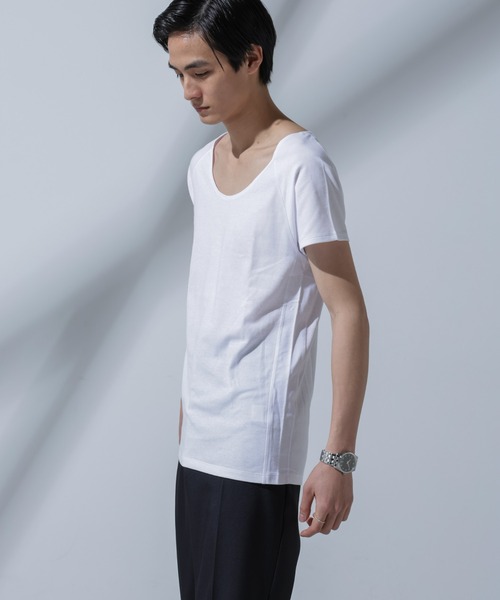 「NANO universe」 半袖Tシャツ L ホワイト メンズ