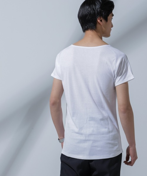 「NANO universe」 半袖Tシャツ L ホワイト メンズ