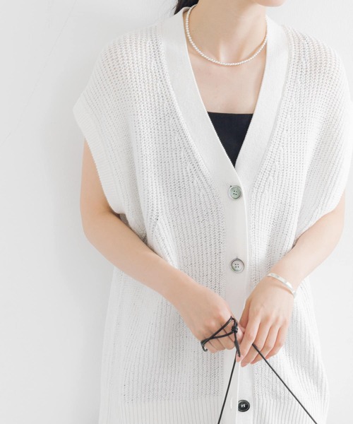ベスト ジレ ペーパーヤーンチュニックニットベスト レディース URBAN RESEARCH ベスト ジレ ペーパーヤーンチュニックニット