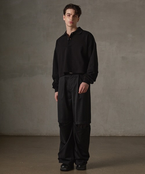 grancy スラックス　ベージュ GRANCY】Tulle Layereddesign Slacks / チュール レイヤード