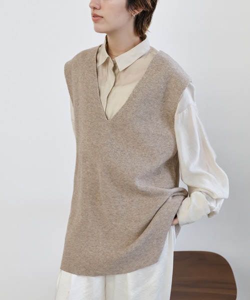 select MOCA（セレクトモカ） ベスト ジレ Vネックロングニットベスト
