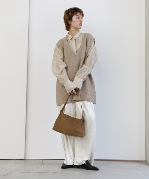 セレクトモカ　ベスト　カーキ select MOCA（セレクトモカ） ベスト ジレ Vネックロングニットベスト