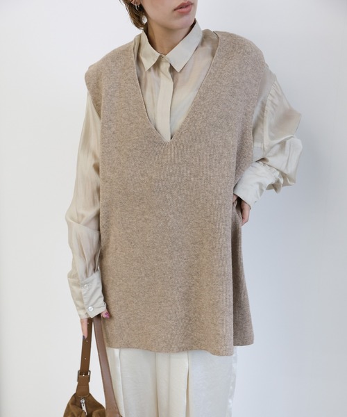 select MOCA（セレクトモカ） ベスト ジレ Vネックロングニットベスト