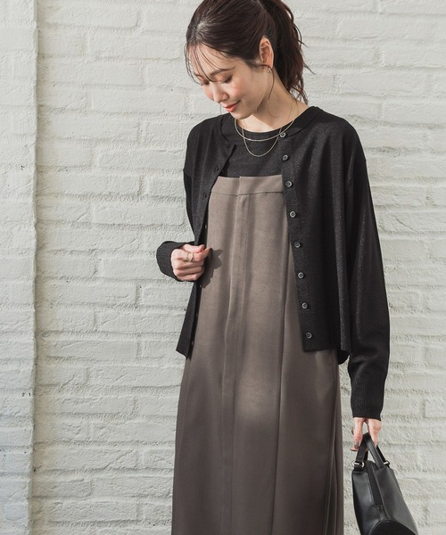 「GLOBAL WORK」 ニットカーディガン LARGE ブラック レディース