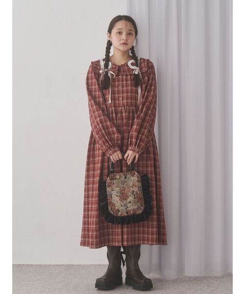 メリージェニー　merry jenny くるくるフリルカラーワンピース　レッド メリージェニー merry jenny くるくるフリルカラーワンピース
