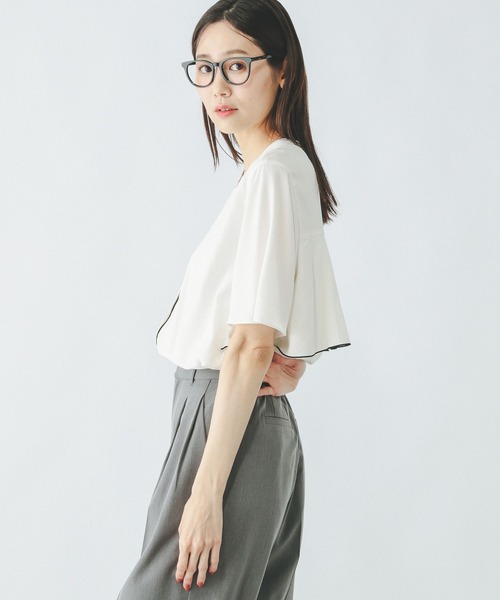 「GLOBAL WORK」 半袖ブラウス LARGE イエロー レディース