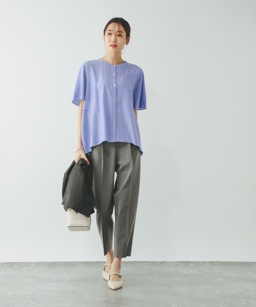 「GLOBAL WORK」 半袖ブラウス LARGE イエロー レディース