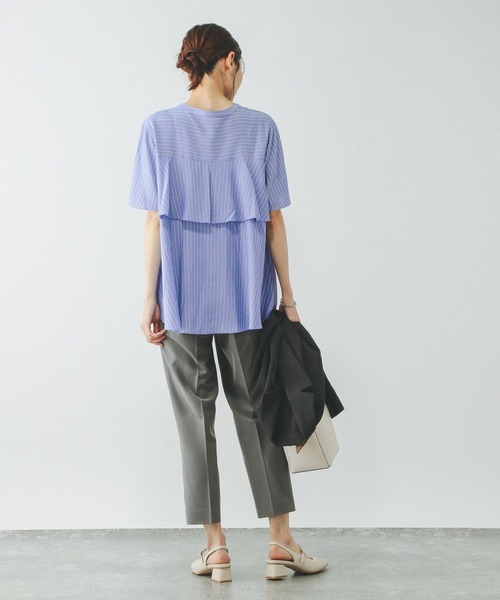 「GLOBAL WORK」 半袖ブラウス LARGE イエロー レディース