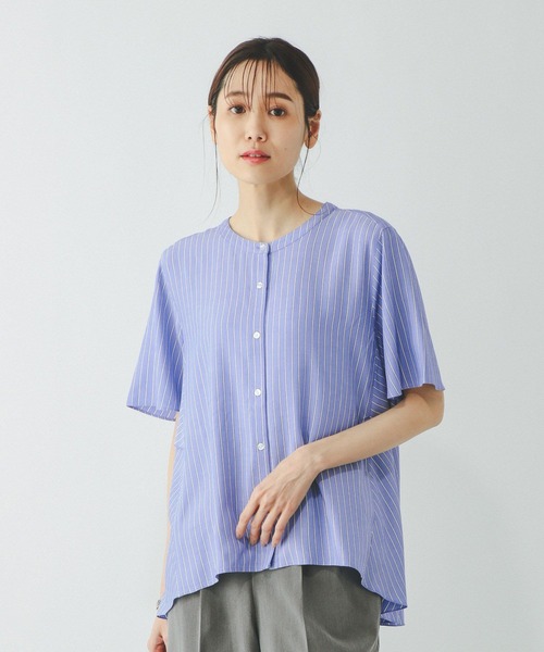 「GLOBAL WORK」 半袖ブラウス LARGE イエロー レディース