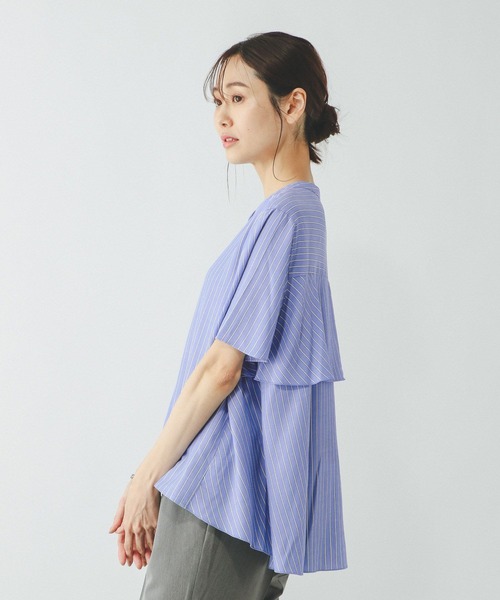 「GLOBAL WORK」 半袖ブラウス LARGE イエロー レディース