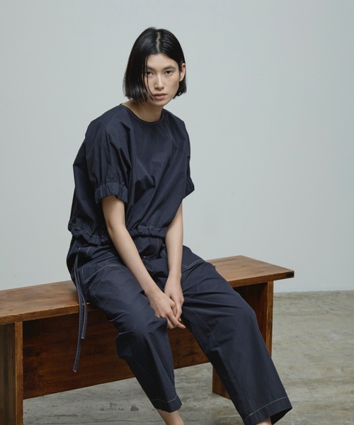 「nicholson and nicholson」 半袖ブラウス 38 ネイビー レディース_画像2