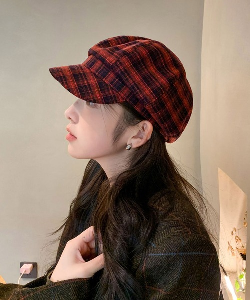 Chiina 帽子 キャスケット Chiina / チェック柄キャスケット帽