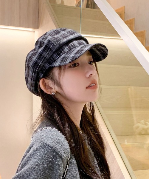 Chiina 帽子 キャスケット Chiina / チェック柄キャスケット帽