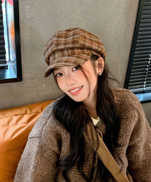 Chiina 帽子 キャスケット Chiina / チェック柄キャスケット帽