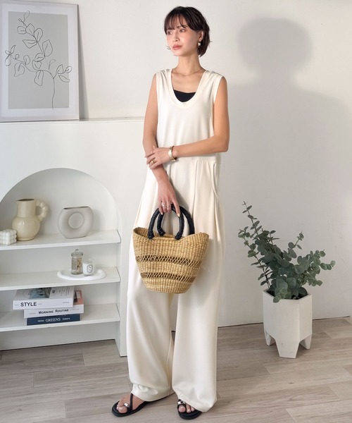 サロペット・オーバーオール・オールインワン LOHEN U NECK ROMPER Java サロペット オーバーオール 「JaVaジャバコラボ」上品カット